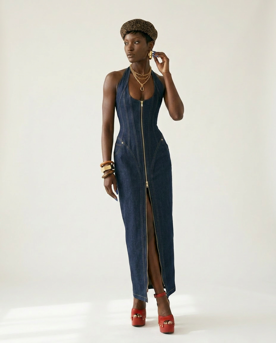 Fierce Backless Halter Maxi Dress