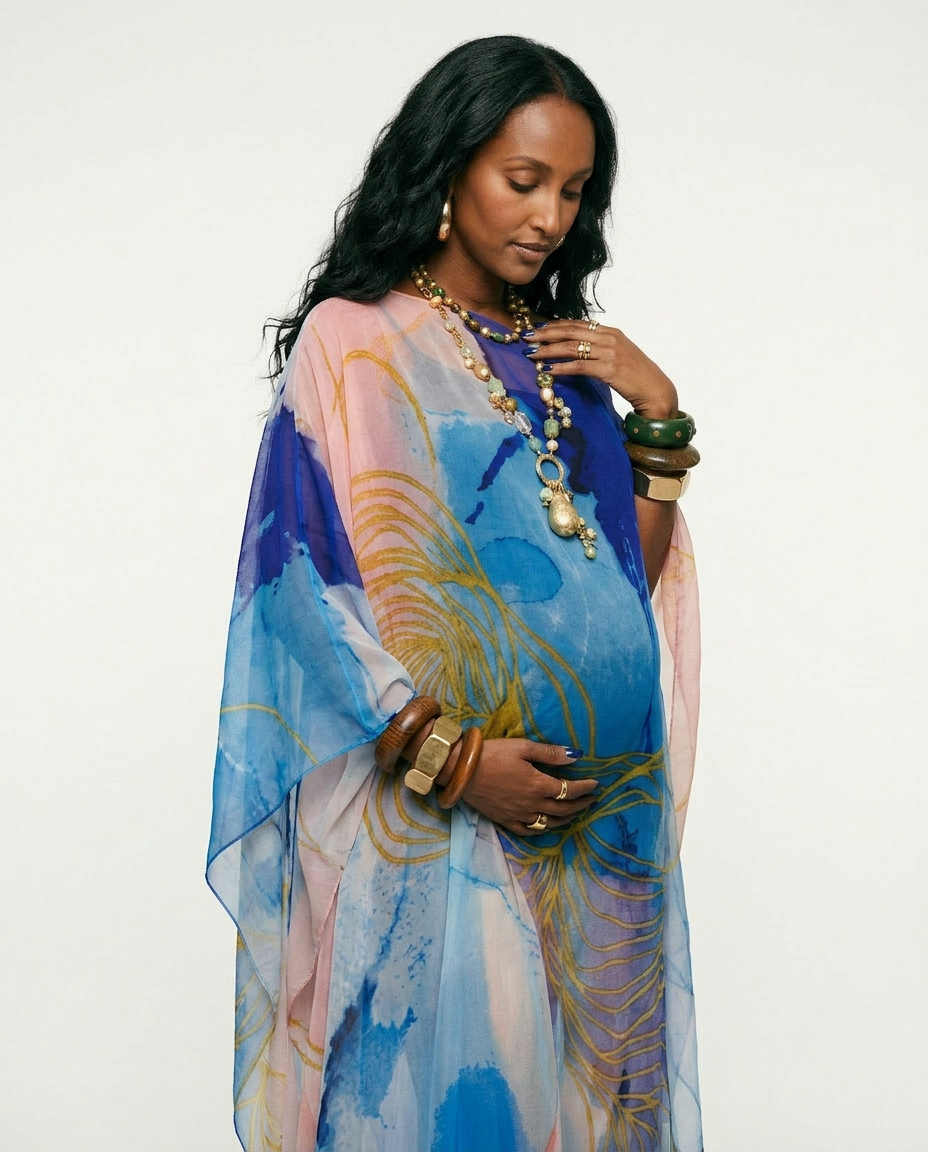 Boundless Tulle Printed Kaftan