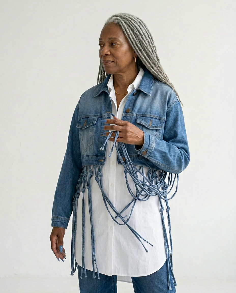 Bold Woven Tassel Denim Jacket
