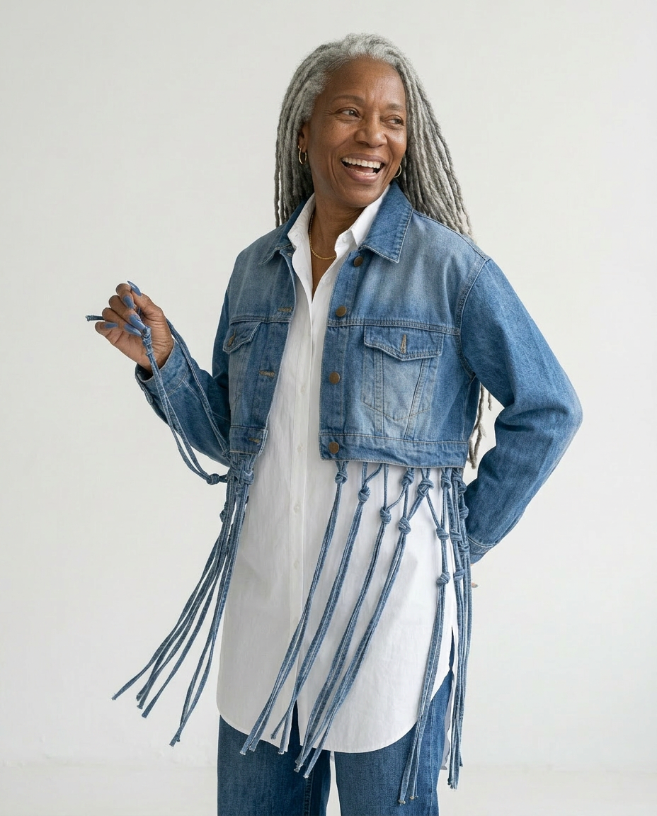 Bold Woven Tassel Denim Jacket