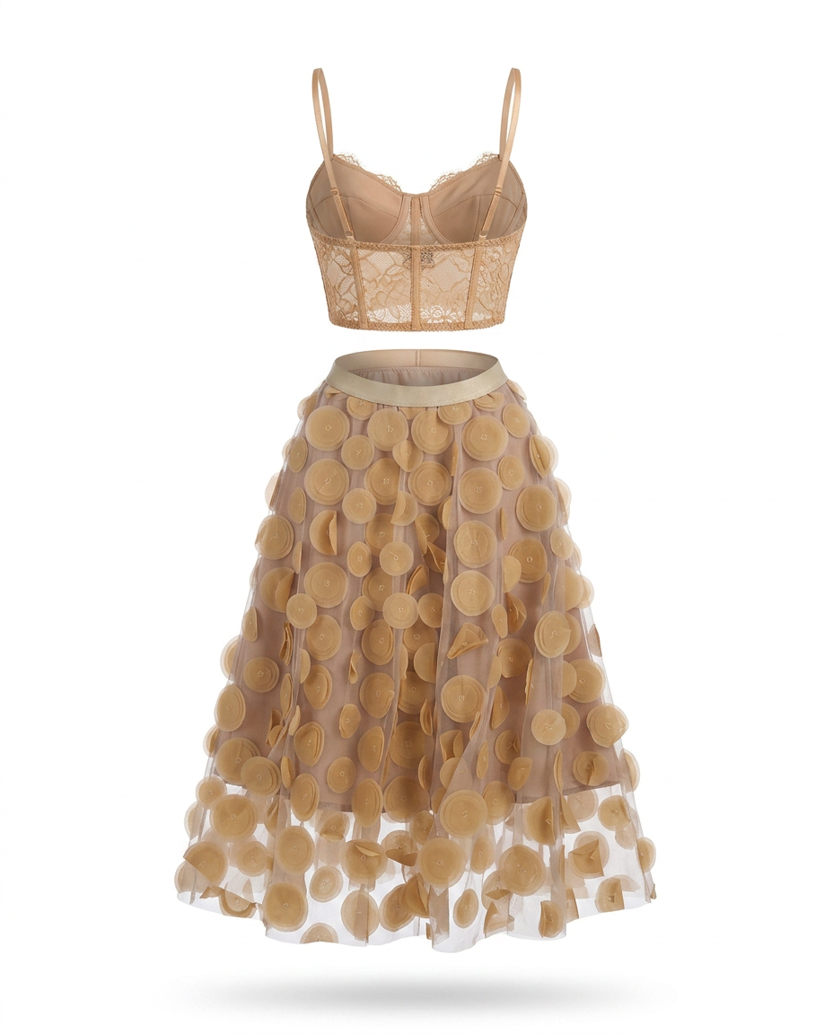 Radiant Meshed Polka Dot Two-Piece Set