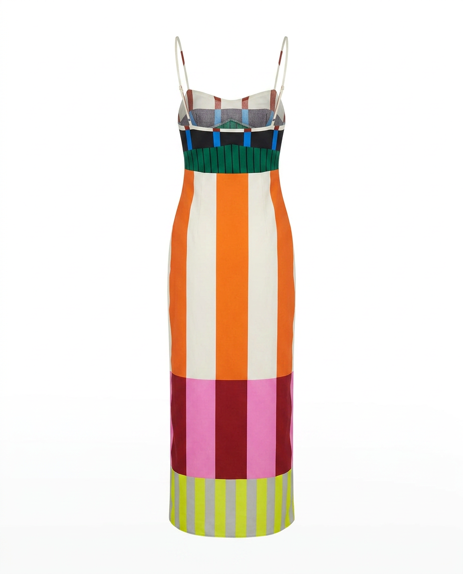 Vibrant Striped Bodycon Maxi Dress