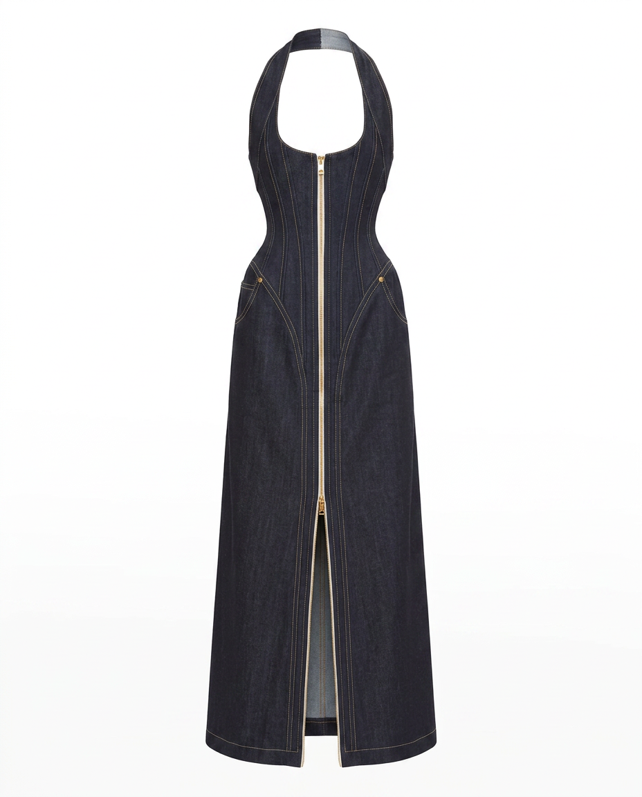 Fierce Backless Halter Maxi Dress