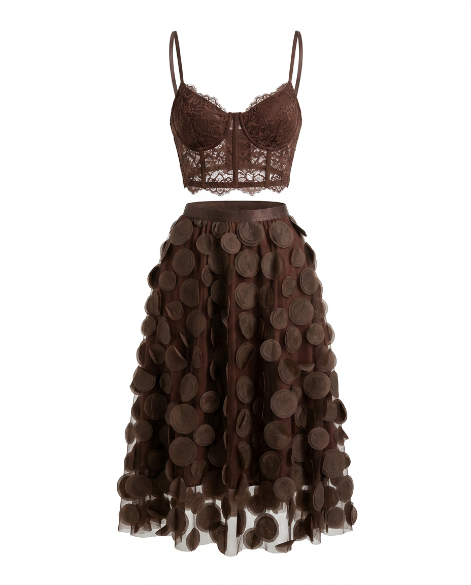 Radiant Meshed Polka Dot Two-Piece Set