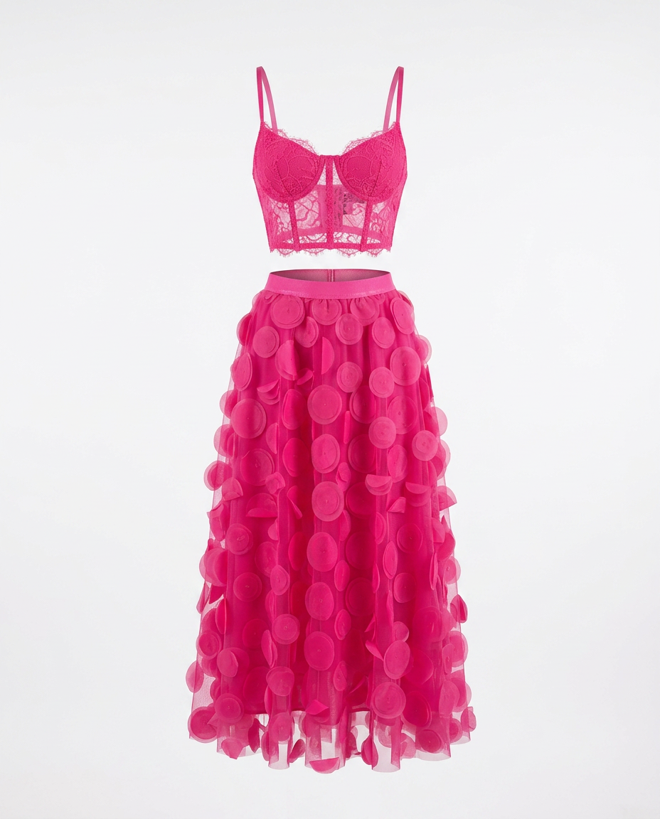 Radiant Meshed Polka Dot Two-Piece Set