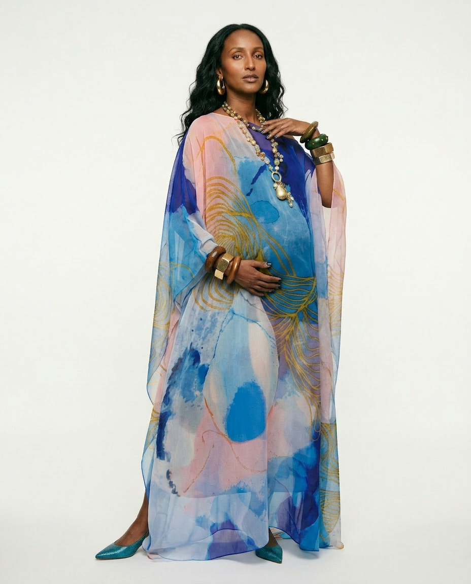 Boundless Tulle Printed Kaftan