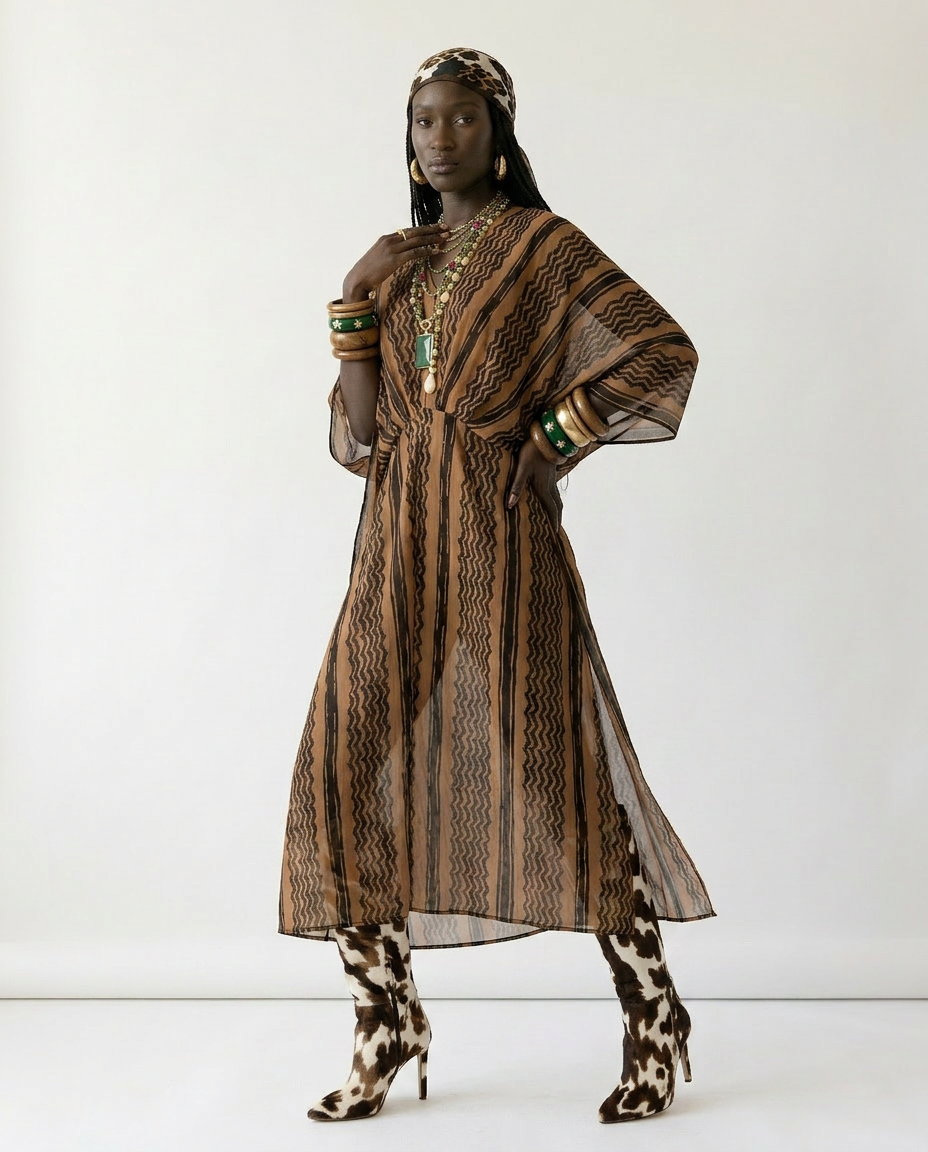 Wanderlust Printed Vacation Kaftan