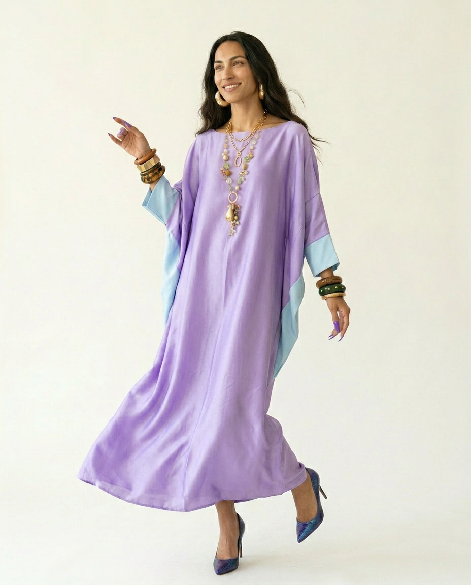 Liberated Loose Color Block Kaftan