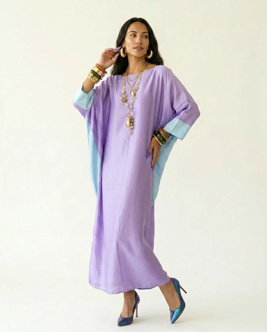 Liberated Loose Color Block Kaftan