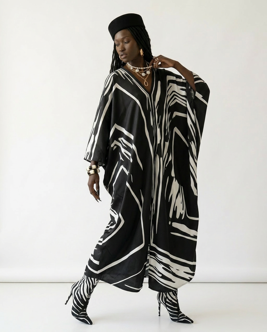 Sovereign Printed Silk Oversized Kaftan