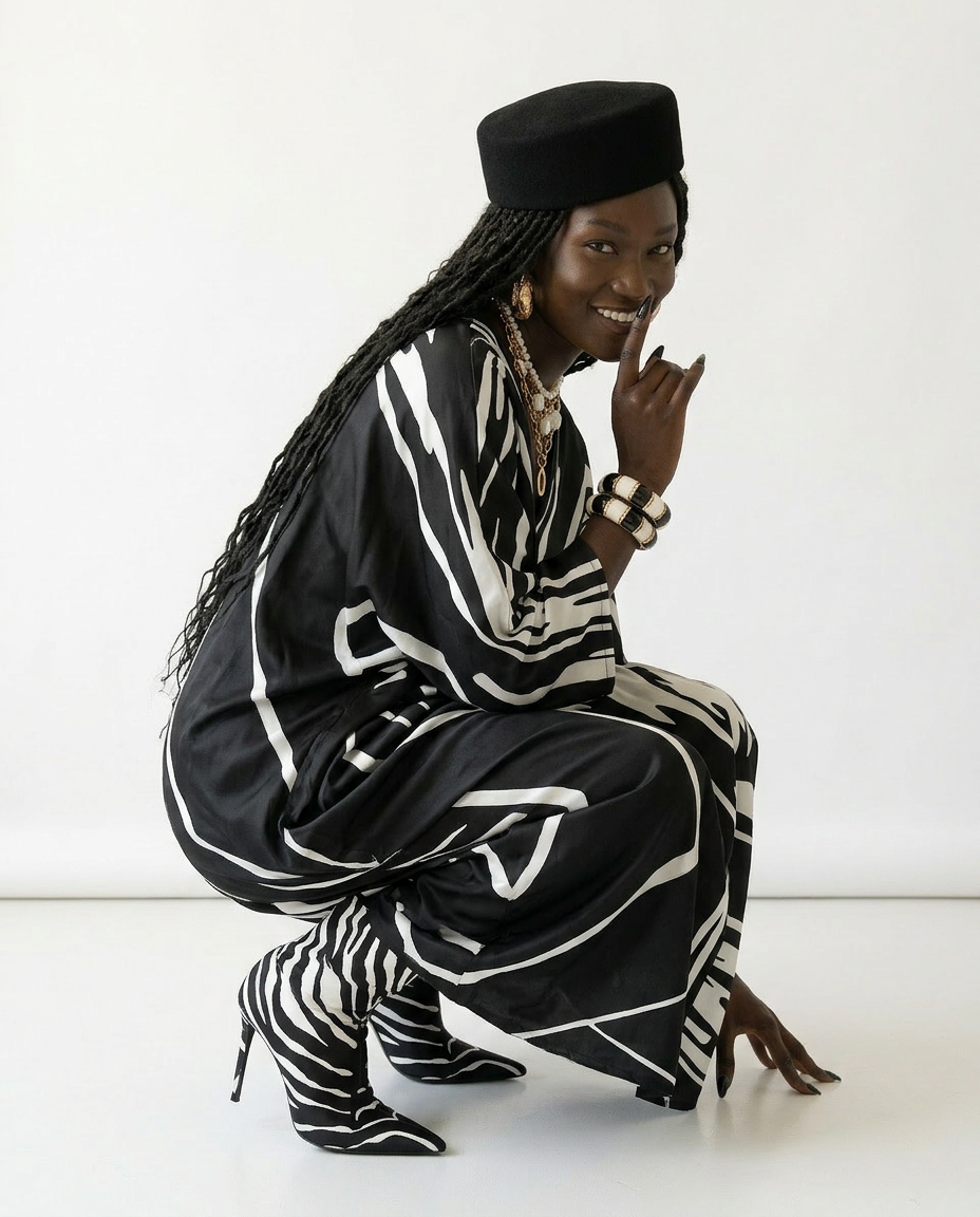 Sovereign Printed Silk Oversized Kaftan