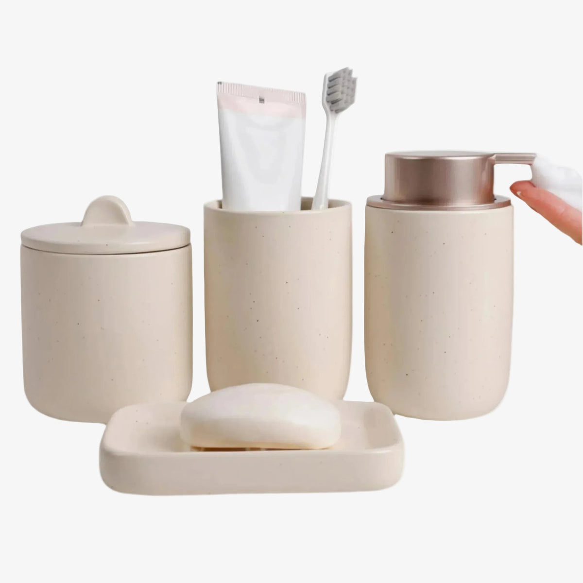 BosilunLife Apricot 4-Piece Bathroom Set Recycled Ceramic Eco-Clay