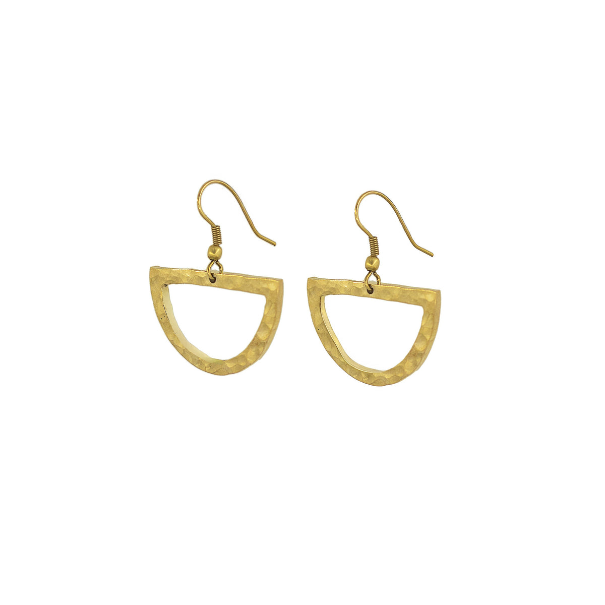 Hammered Half-Circle Brass Earrings | Jano