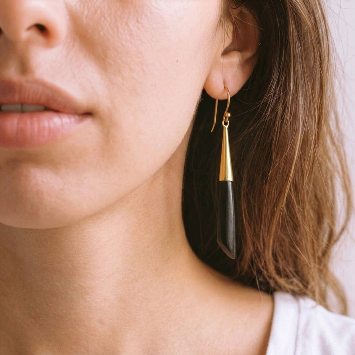 Brass & Bone Teardrop Drop Earrings | Shela