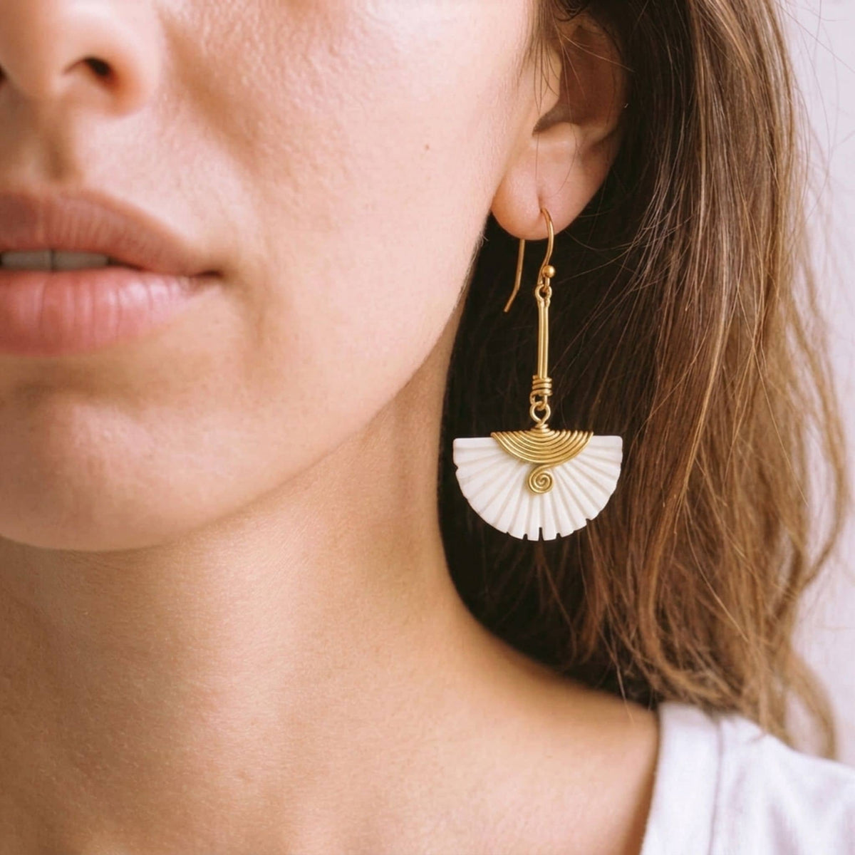 Brass & Bone Drop Earrings for Women | Koa