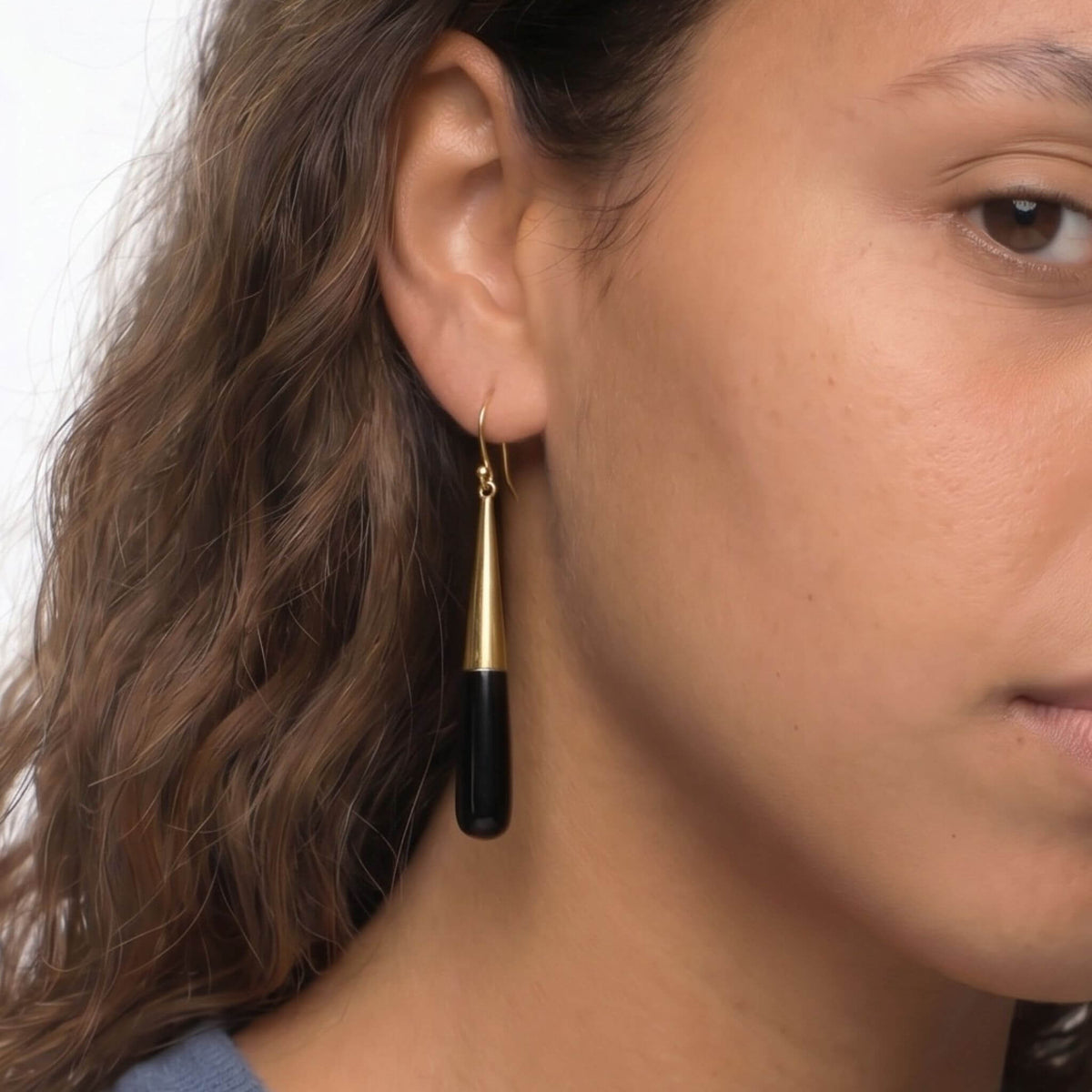 Brass & Horn Teardrop Dangle Earrings | Guru