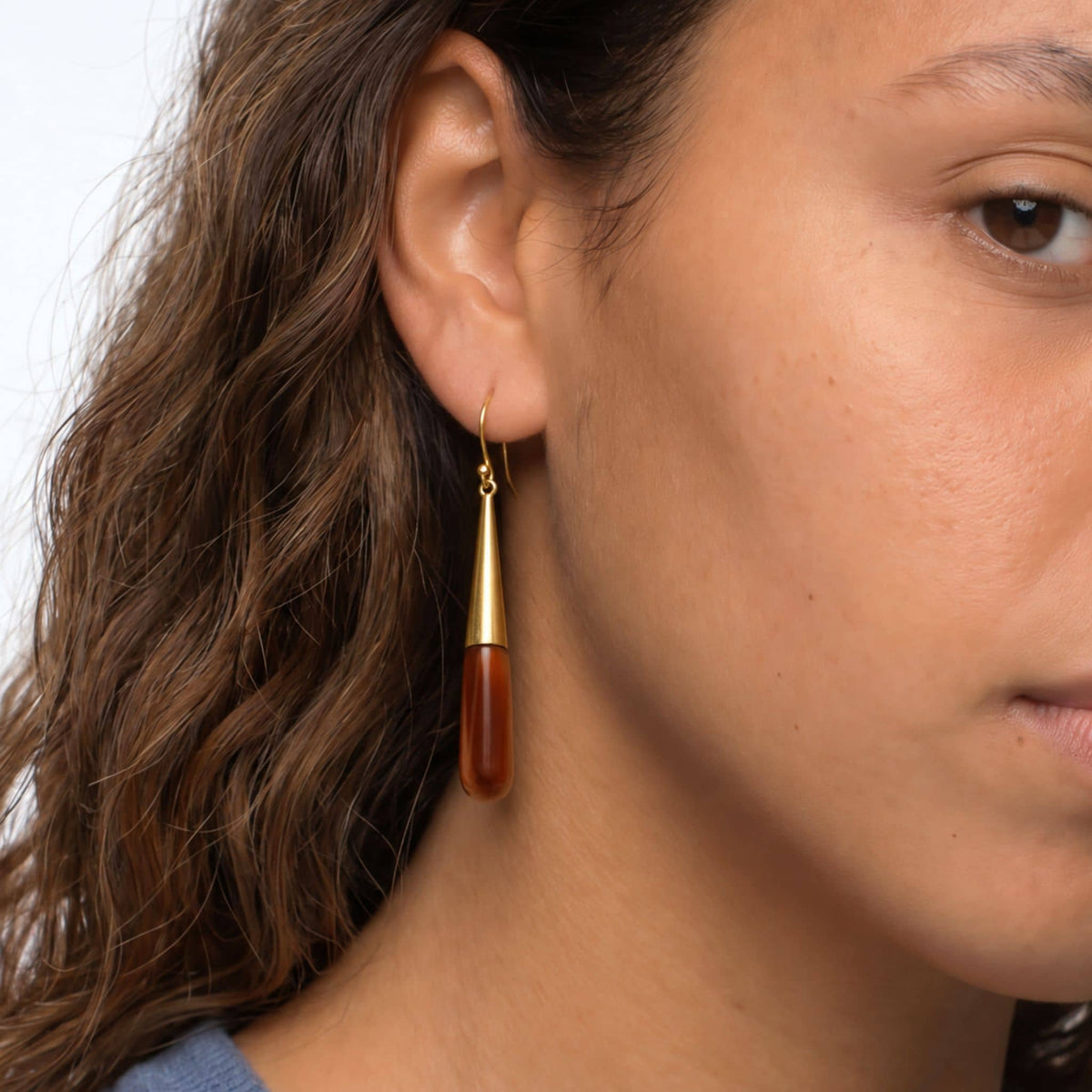 Brass & Horn Teardrop Dangle Earrings | Guru