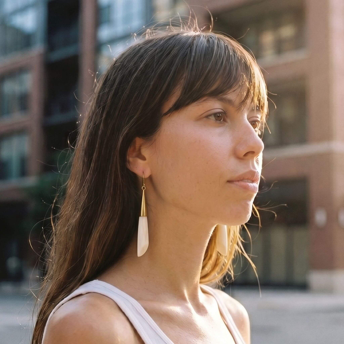Brass & Bone Teardrop Drop Earrings | Shela