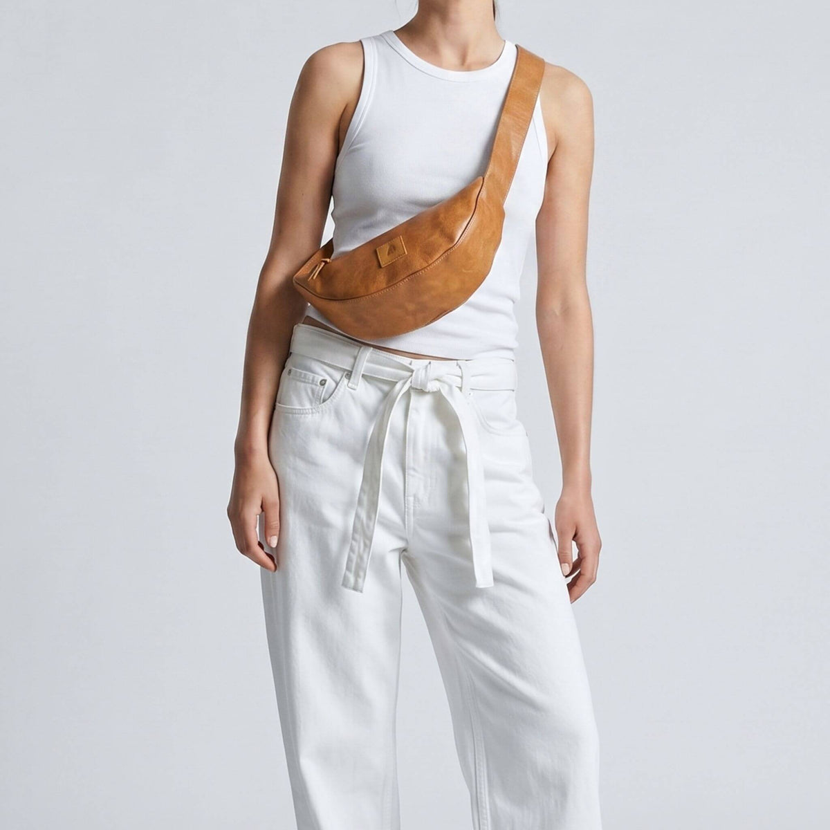 Half Moon Vegan Leather Crossbody Bag