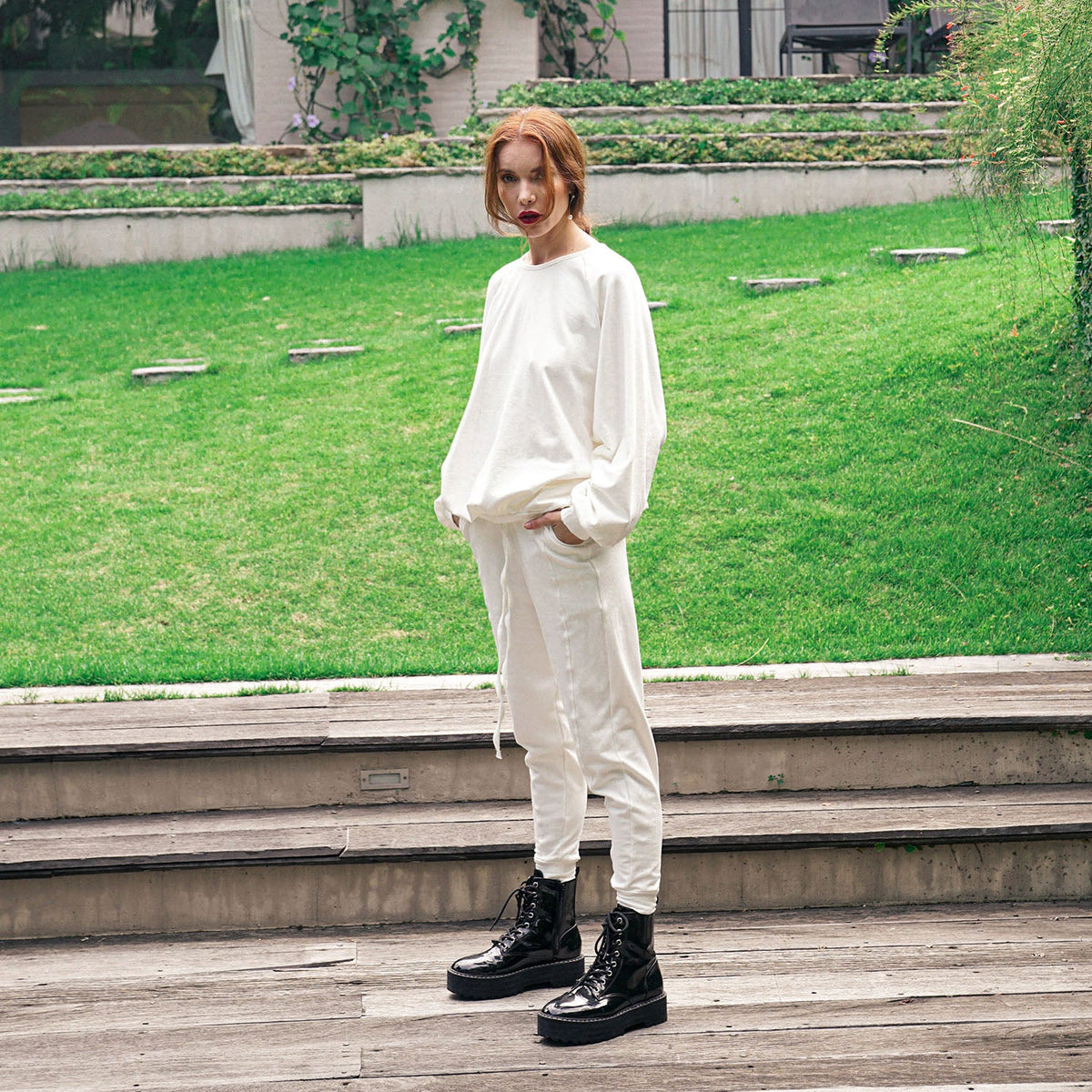 Cameron Bamboo Fleece Joggers in Off White