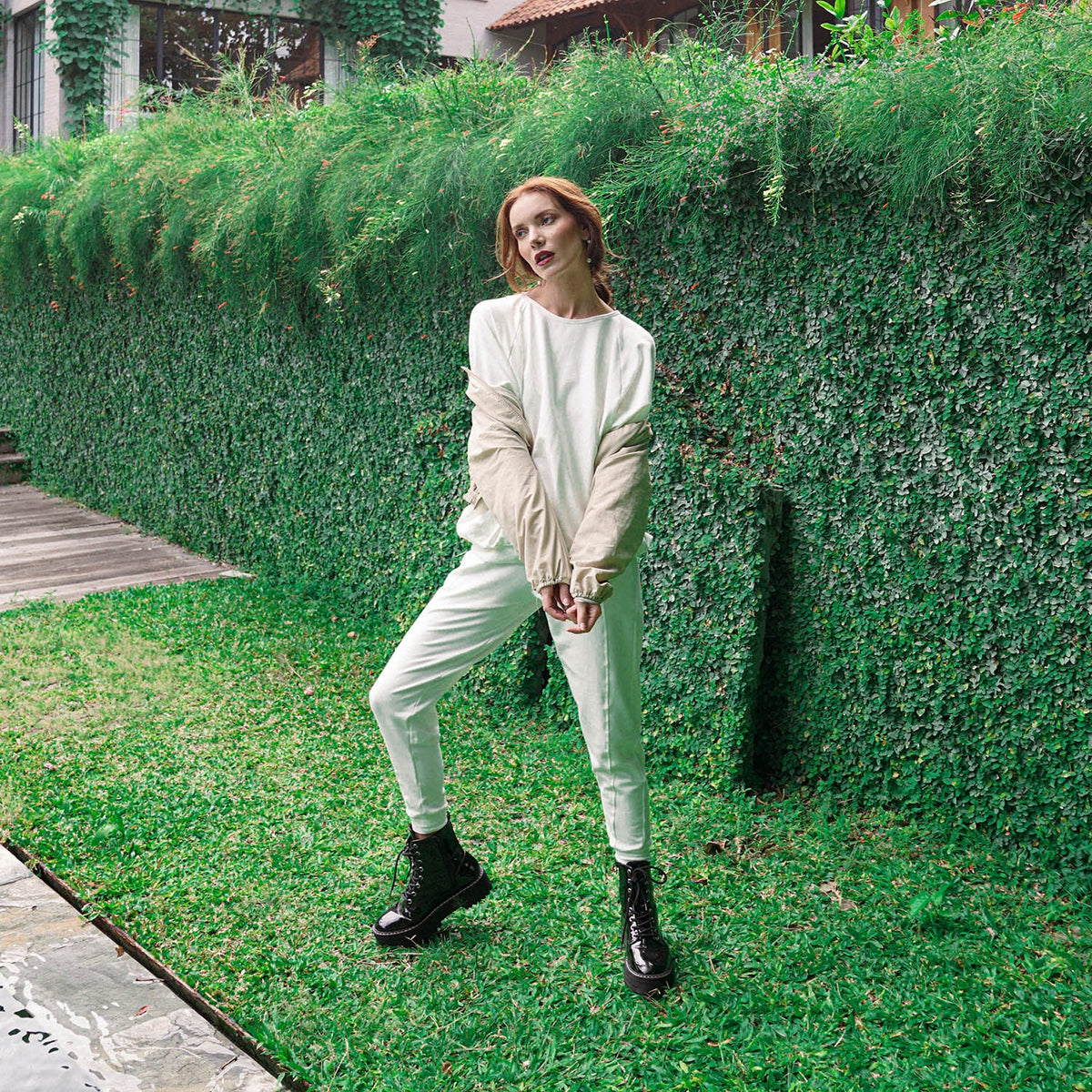 Cameron Bamboo Fleece Joggers in Off White