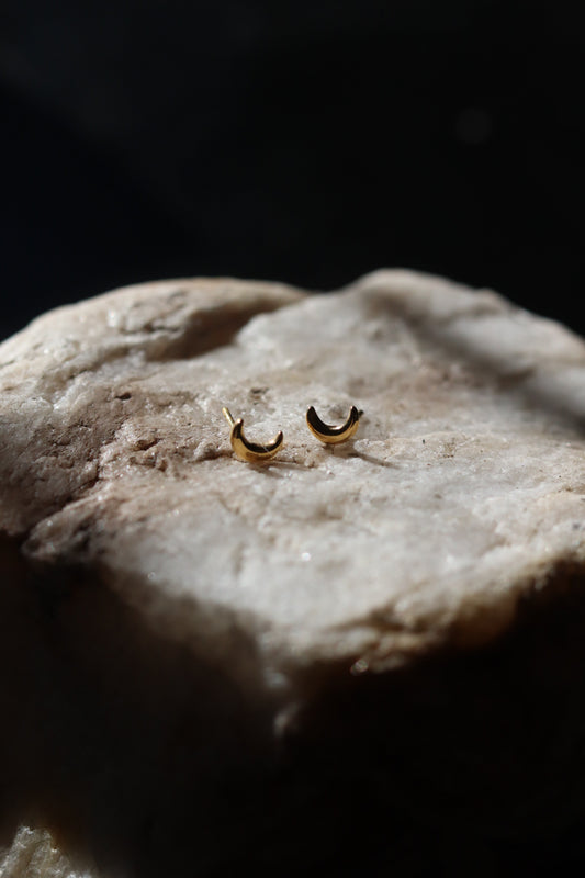 Gold Moon Studs, 18k gold plated, stainless steel