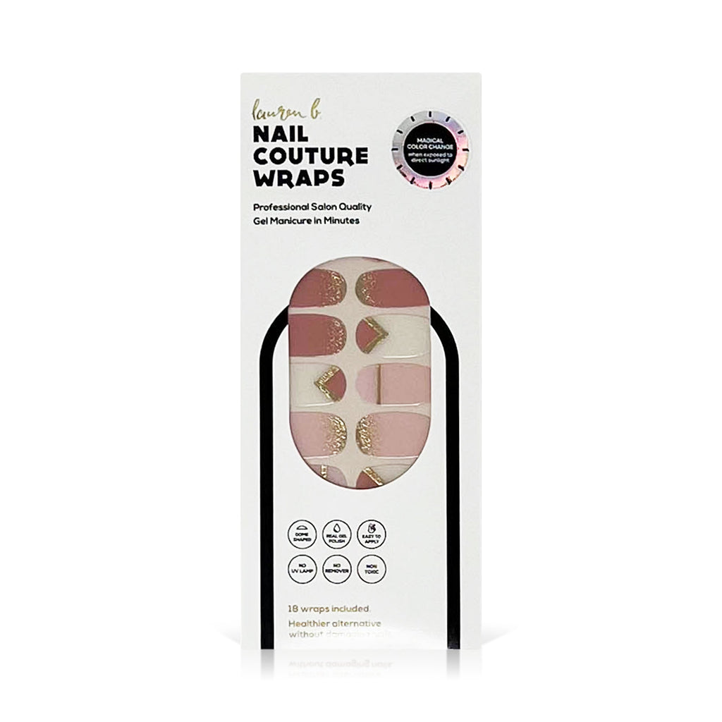 COLOR CHANGE Pink & Gold Delicate Geometric Gel Nail Wrap