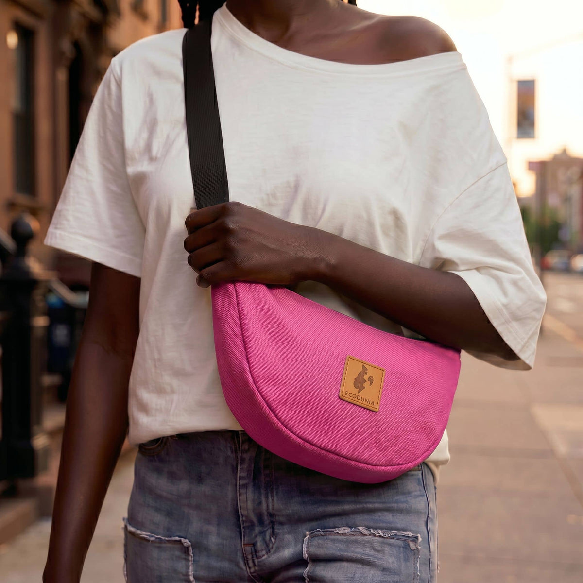 Round Mini Canvas Crossbody Shoulder Bag for Women