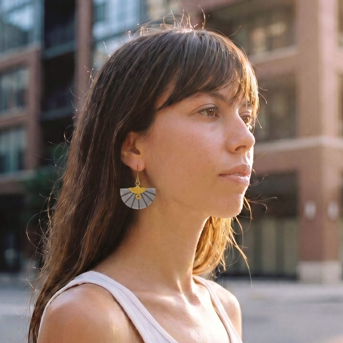 Carved Horn Half-Moon Earrings | Nusu