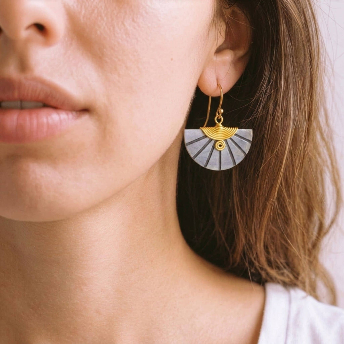 Carved Horn Half-Moon Earrings | Nusu