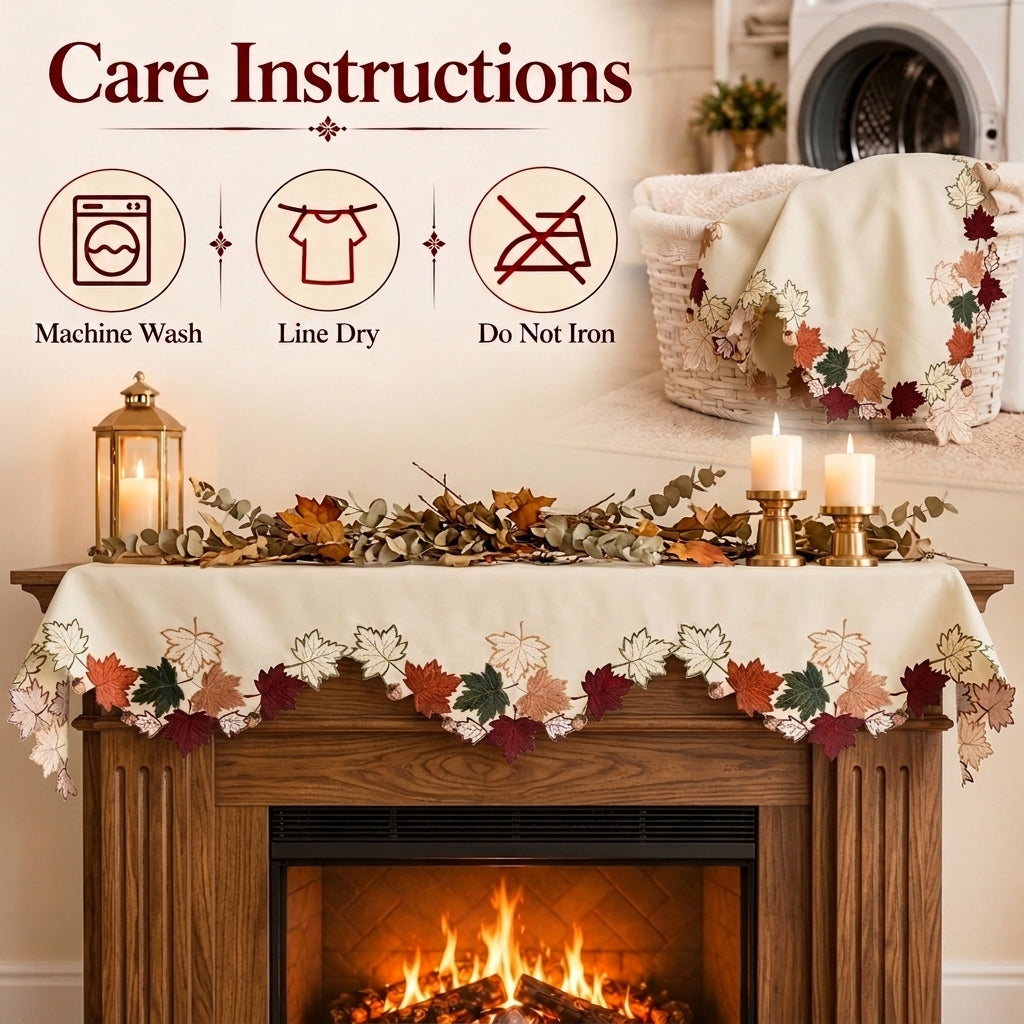 Mantel Scarf Cover | Elegant Falling Petals Lace Runner for Fireplace & Table