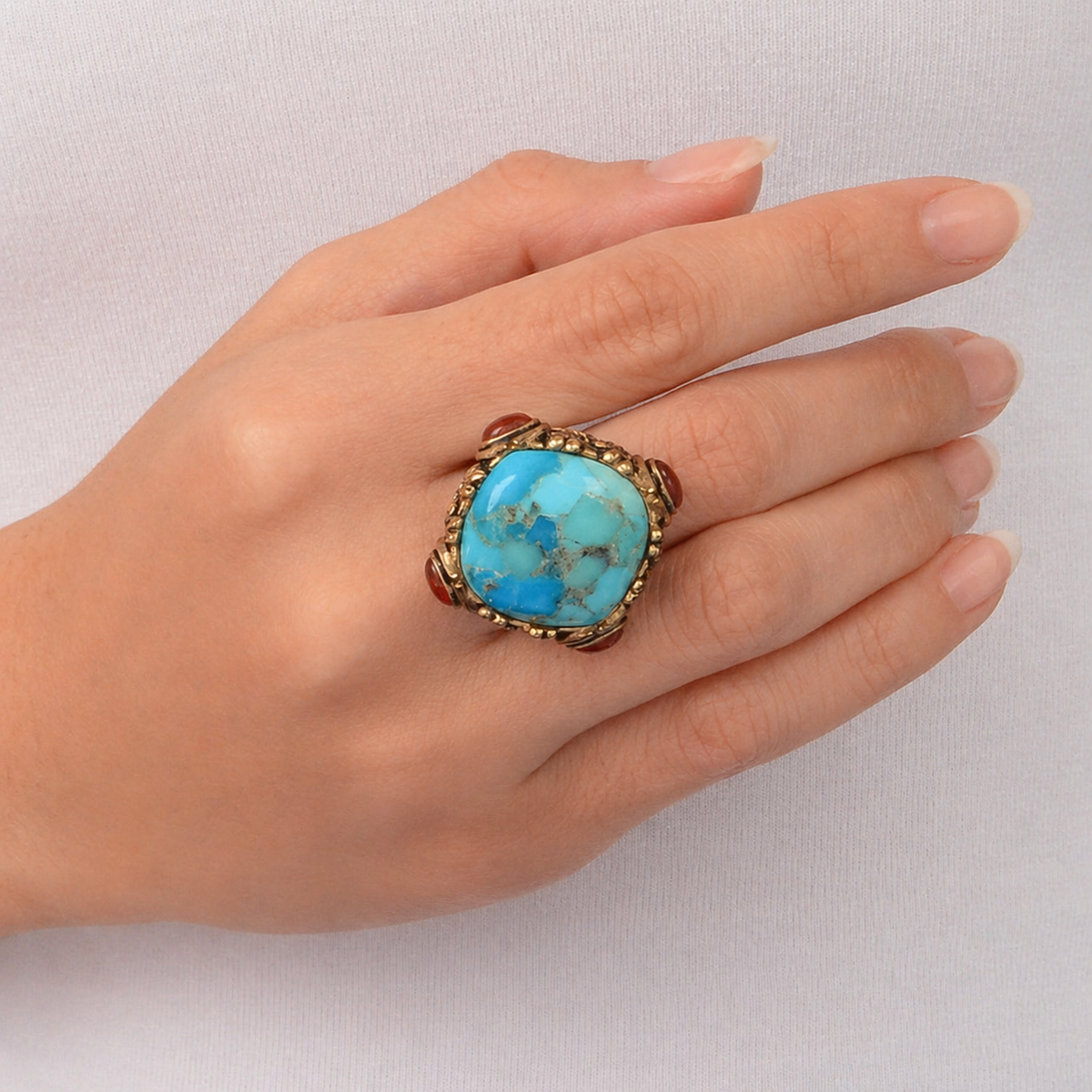 Wilder Blue Turquoise Golden Statement Ring