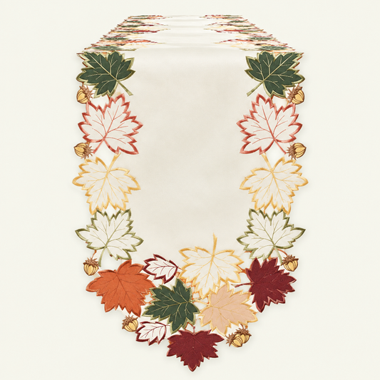 Cream White Table Runner – Falling Petals, 14x108 Inch