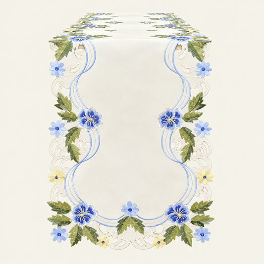 Blue Green Lace Runner – Eternal Grace, 14x108 Inch