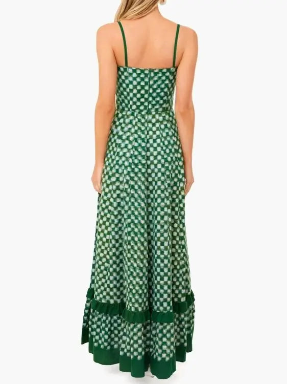 Checkered Spaghetti Strap Maxi Dress