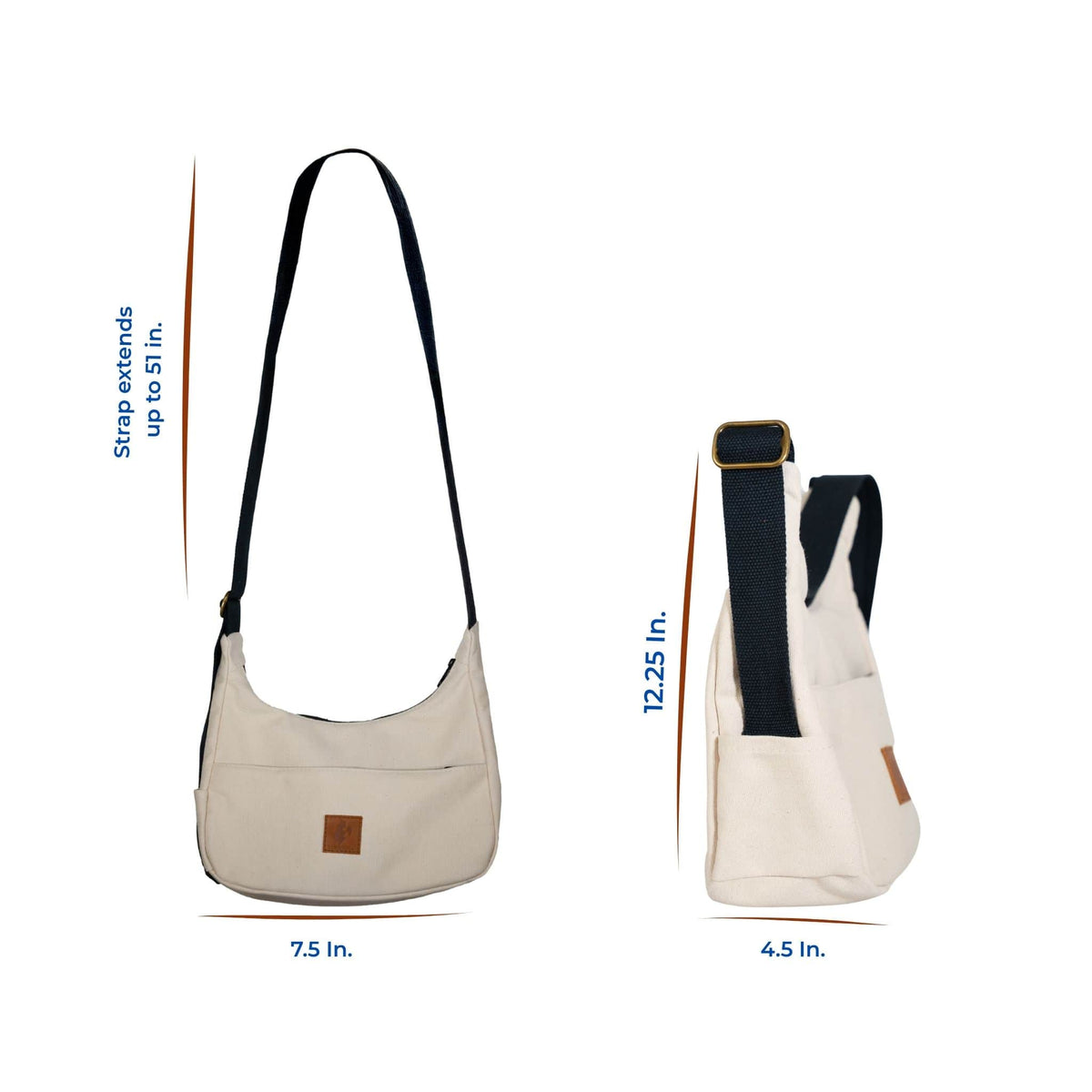 Crescent Canvas Crossbody Shoulder Bag for Women