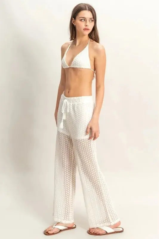 Crochet Bra Set and Drawstring Pants Set for Stylish Comfort