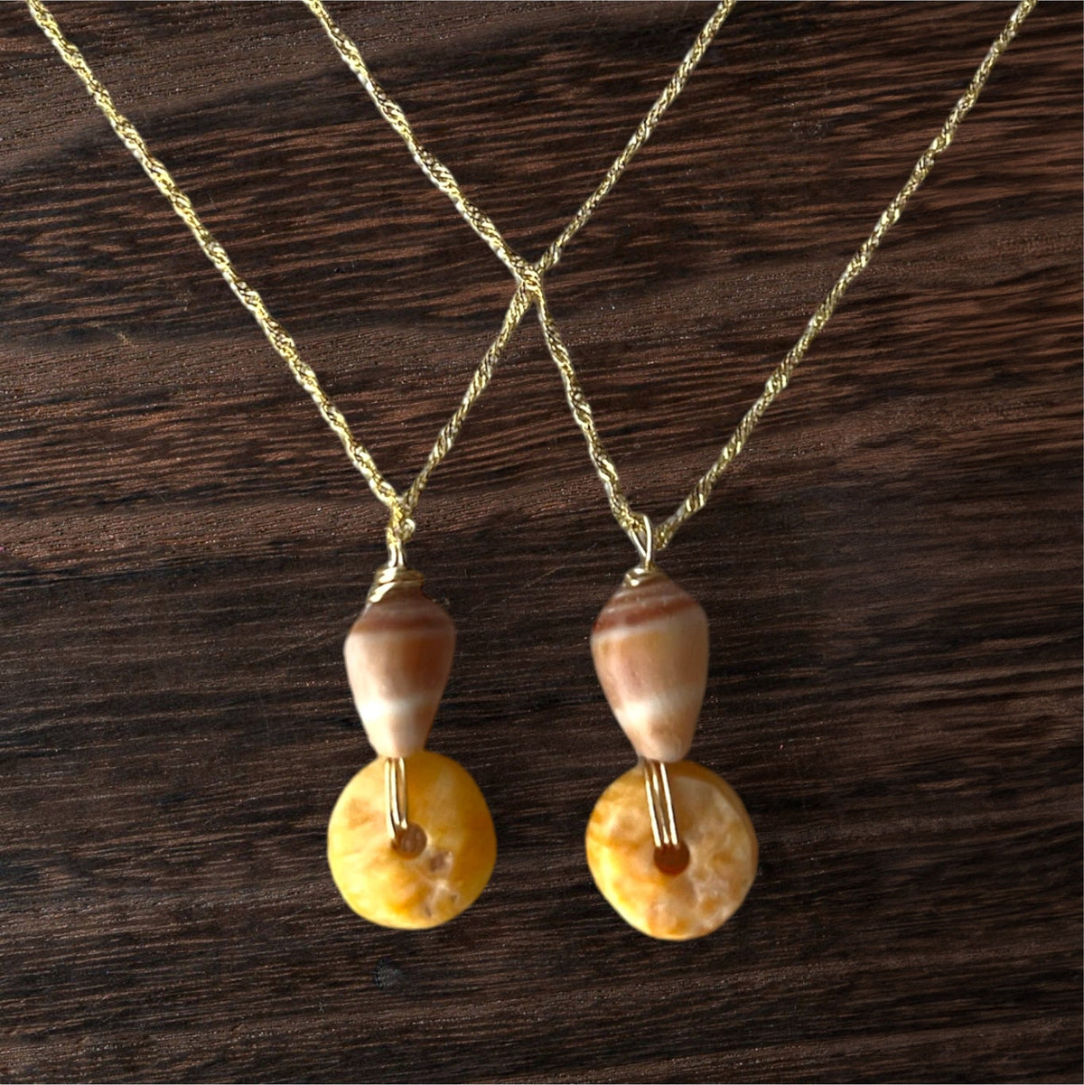 Dainty Spondy & Cone Shell (Adjustable Chain: 14k GF)