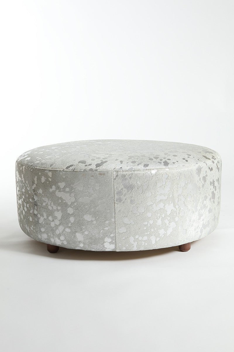 Round Cowhide Ottoman