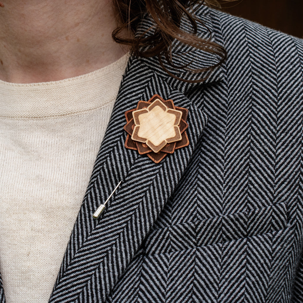 Wooden Brooch | Layered Lotus