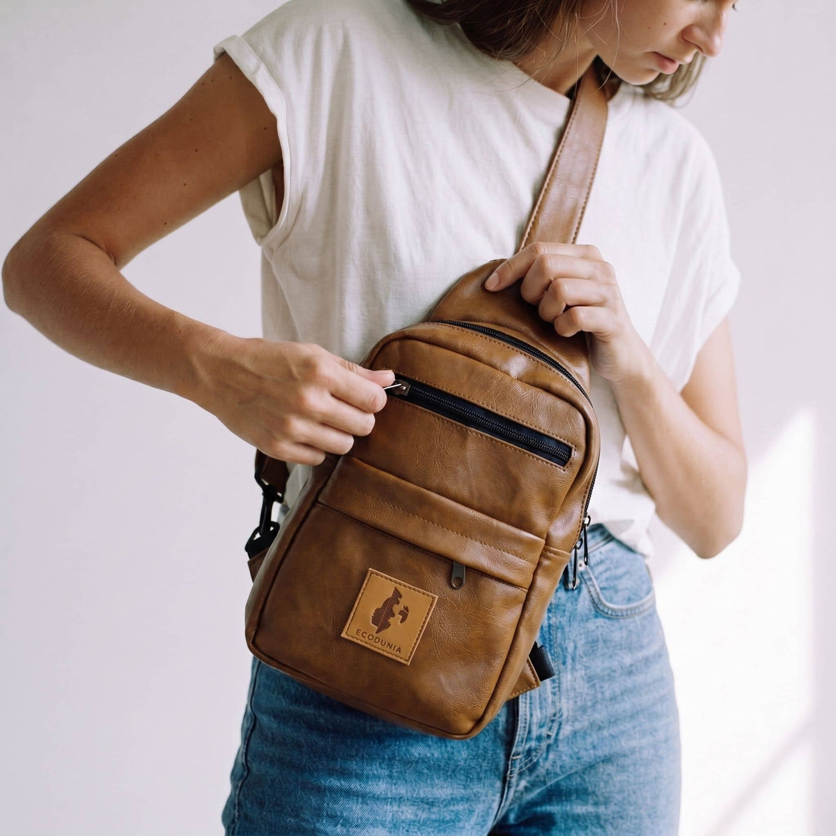 Large Vegan Leather Crossbody Sling Bag | Umoja