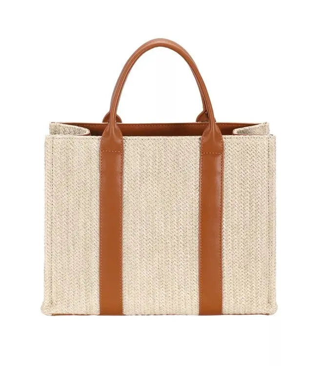 Women's Woven Tote Handbag | Square Design, Everyday Boho Bag
