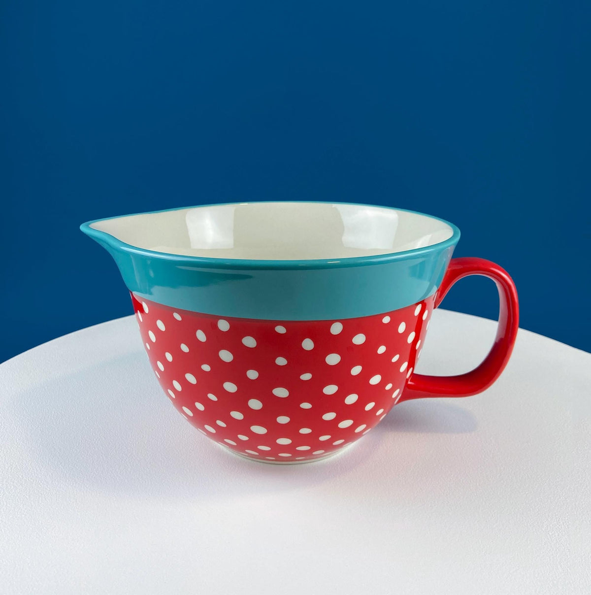 Batter Bowl Mixing Bowl - Red White Blue Dotted Overside Cup