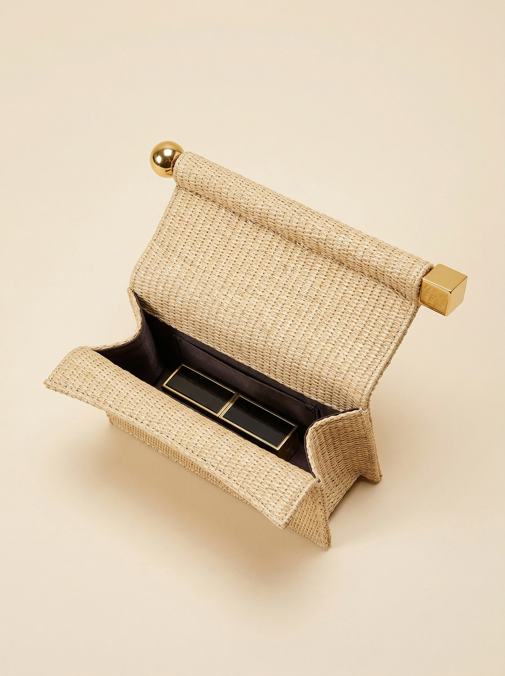 Elegant Woven Straw Foldover Clutch Natural Evening Handbag for Special Occassion
