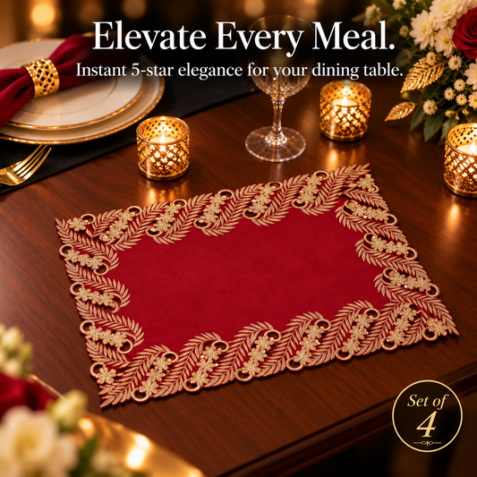 Burgundy Gold Placemats – Wine Grace, 12x18 Inch