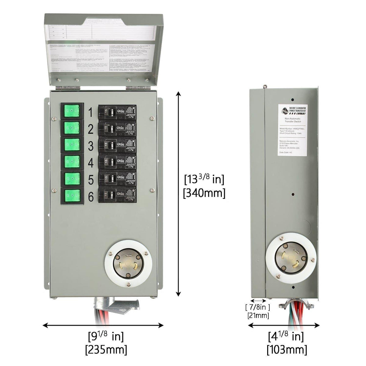 Refurbished - 120V 30A 6-Circuit Non-Automatic Transfer Switch