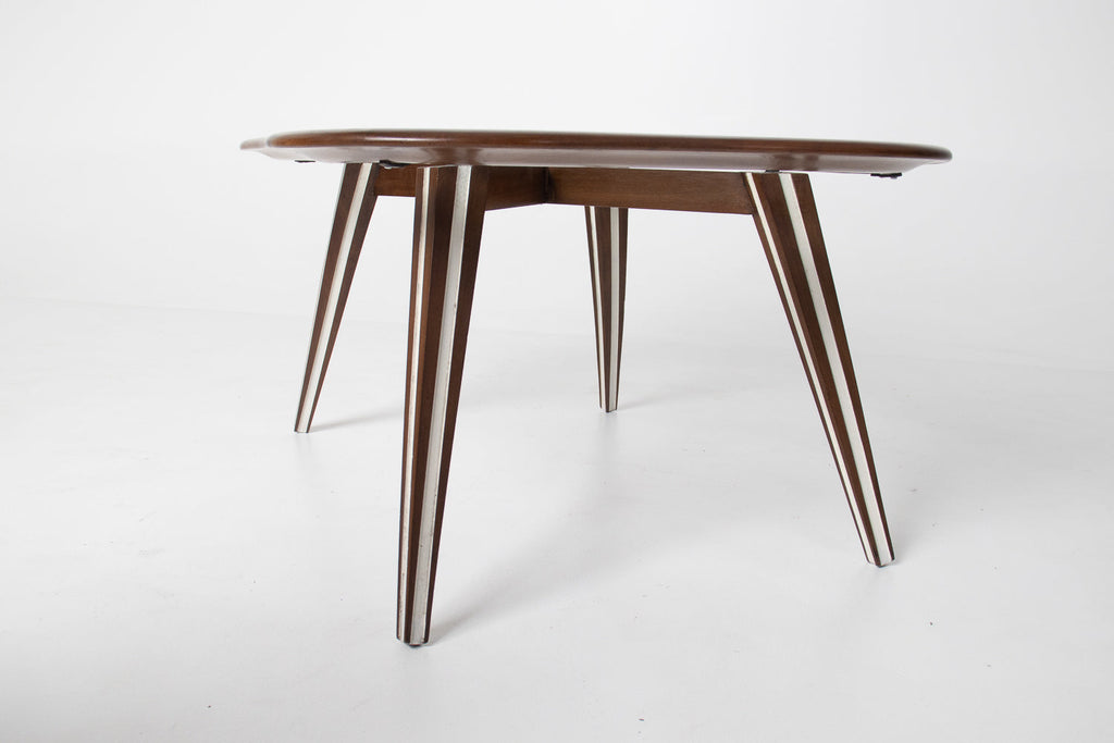 Filippo Chissotti Biomorphic Walnut & Glass Cocktail Table, Italy, c. 1950s–60s
