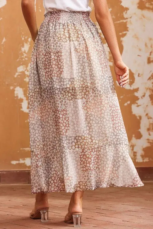 Floral Slit Skirt Button-Front Boho Midi