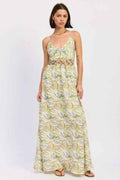 Floral Open‑Back Maxi Dress