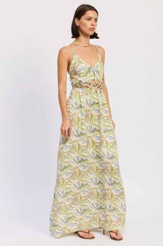 Floral Open‑Back Maxi Dress